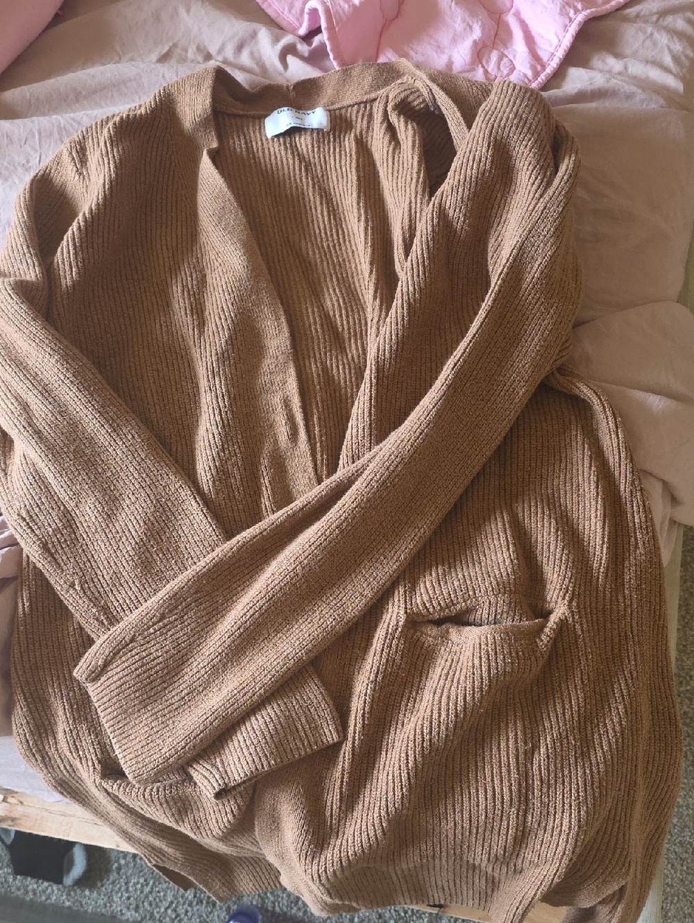 Old Navy Women's Brown Ribbed Open-Front Cardigan